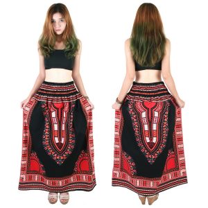 Dashiki African Skirt Cotton Mexican Hippie Tribal Ethic Boho Black as04r-8222