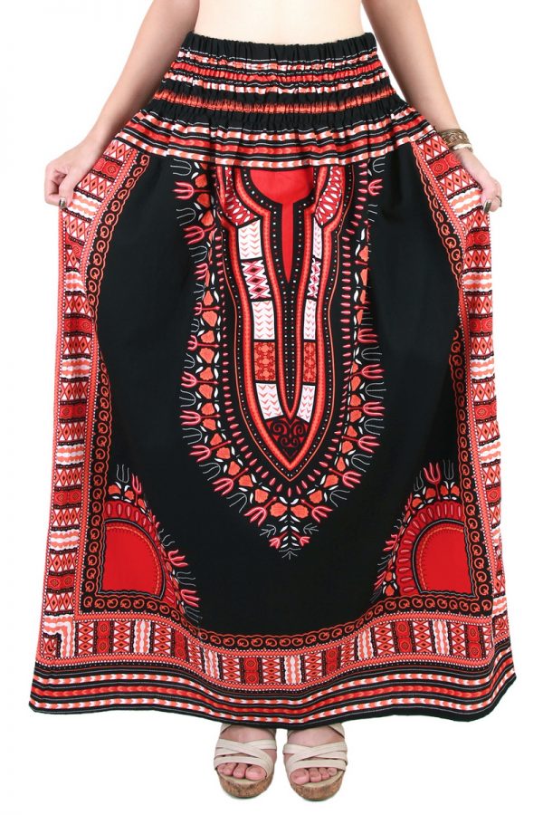 Dashiki African Skirt Cotton Mexican Hippie Tribal Ethic Boho Black as04r-8220