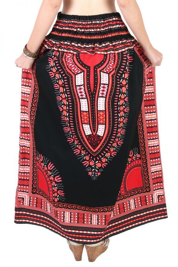 Dashiki African Skirt Cotton Mexican Hippie Tribal Ethic Boho Black as04r-8223