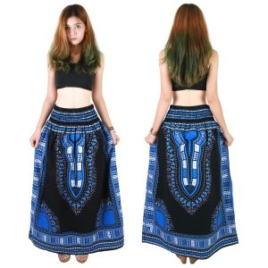 Dashiki African Skirt Cotton Mexican Hippie Tribal Ethic Boho Black as04s-8215
