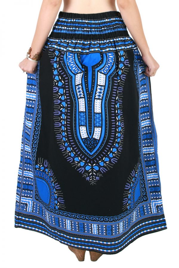 Dashiki African Skirt Cotton Mexican Hippie Tribal Ethic Boho Black as04s-8217