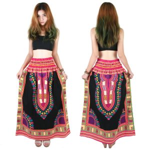 Dashiki African Skirt Cotton Mexican Hippie Tribal Ethic Boho Black as05p-8229