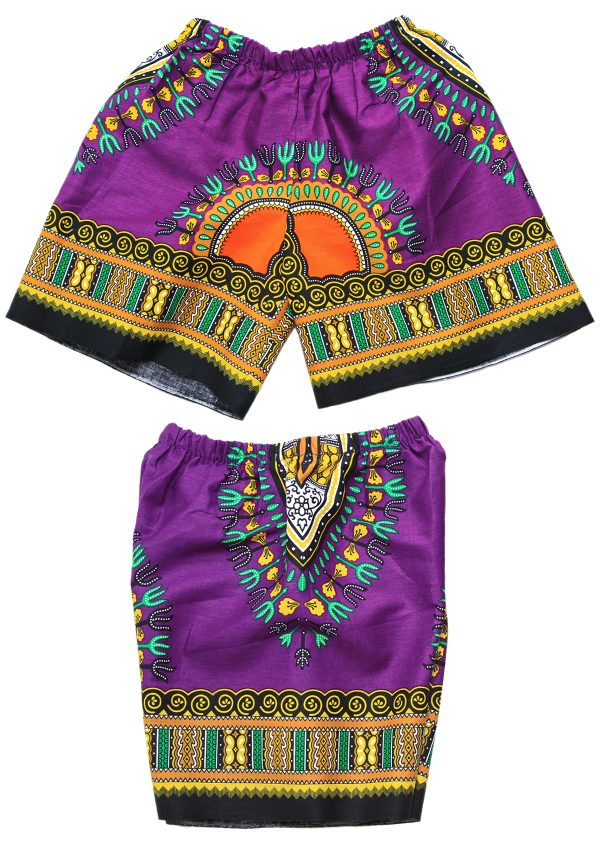 Cotton Kids African Mexican Poncho Boys Girls Dashiki & Shorts Set L bl011v-8314