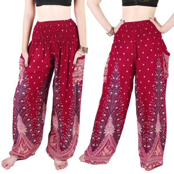 Harem Trousers – Aladdin Smock Pants Hippie Boho Jumpsuit Paisleys Red ...