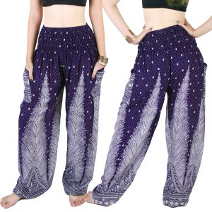 Harem Trousers - Aladdin Smock Pants Hippie Boho Jumpsuit Paisleys Purple aj103v-0