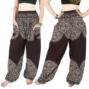 Harem Trousers - Aladdin Smock Pants Hippie Boho Jumpsuit Jinni Brown aj104b-0