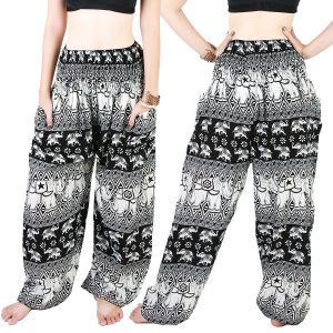 Harem Trousers - Aladdin Smock Pants Hippie Boho Jumpsuit Elephant Black aj110d-0