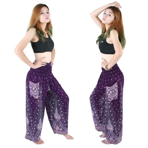 Harem Trousers - Aladdin Smock Pants Hippie Boho Jumpsuit Paisleys Purple aj103v-8551
