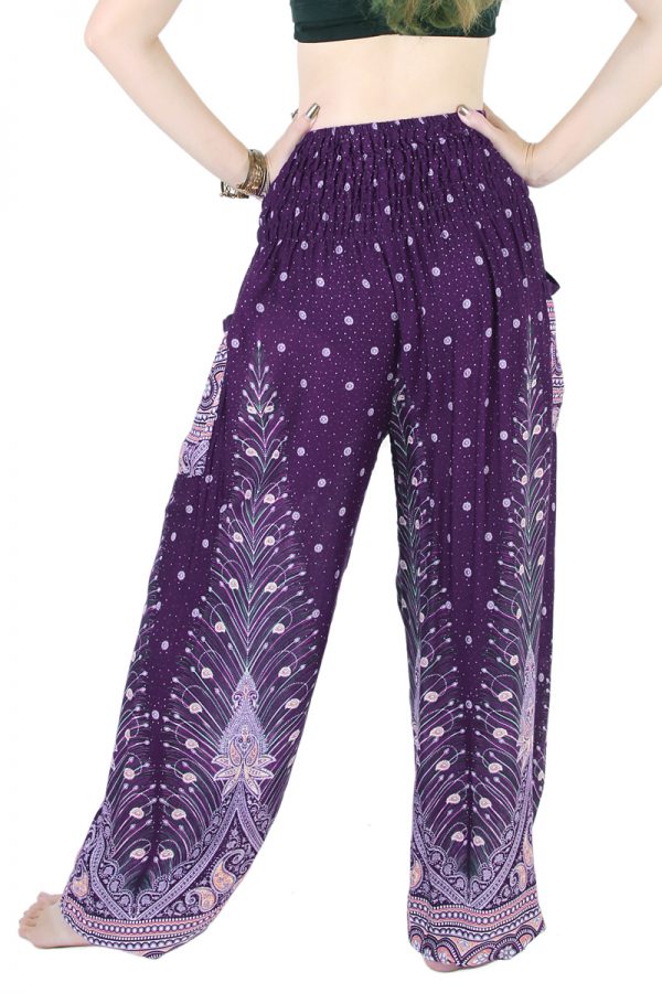 Harem Trousers - Aladdin Smock Pants Hippie Boho Jumpsuit Paisleys Purple aj103v-8552