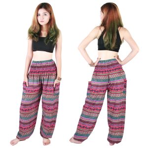 Harem Trousers - Aladdin Smock Pants Hippie Boho Jumpsuit Multi-Color aj102p-8531
