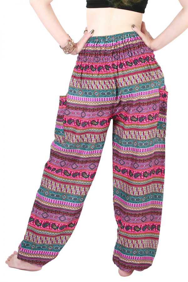 Harem Trousers - Aladdin Smock Pants Hippie Boho Jumpsuit Multi-Color aj102p-8529