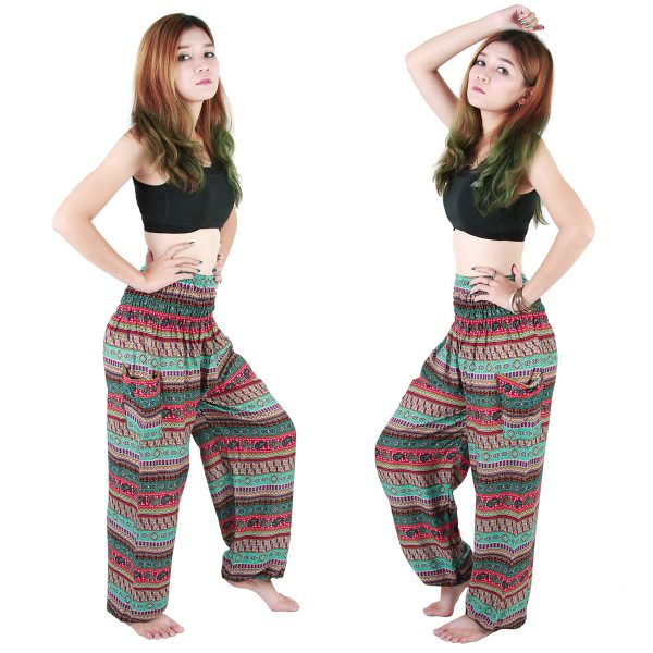 Harem Trousers - Aladdin Smock Pants Hippie Boho Jumpsuit Multi-Color aj102t-8536