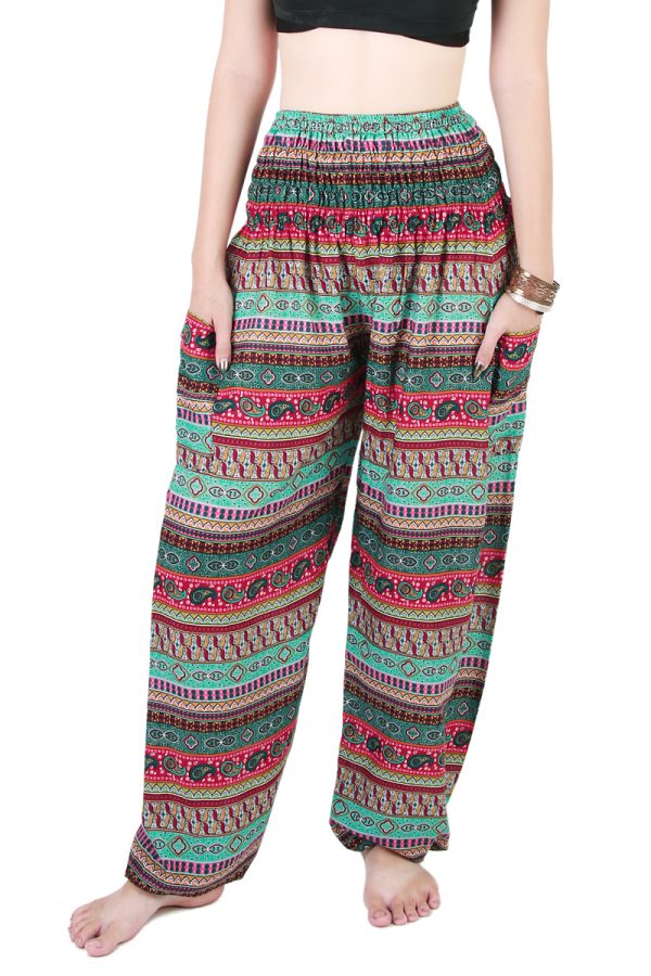 Harem Trousers - Aladdin Smock Pants Hippie Boho Jumpsuit Multi-Color aj102t-8535