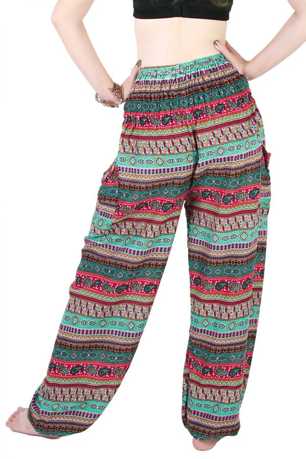 Harem Trousers - Aladdin Smock Pants Hippie Boho Jumpsuit Multi-Color aj102t-8534