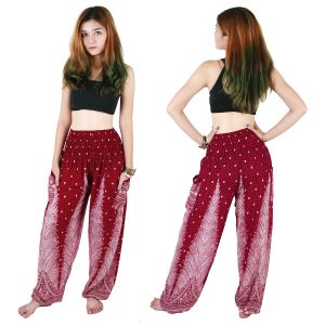 Harem Trousers - Aladdin Smock Pants Hippie Boho Jumpsuit Paisleys Red aj103r-8539