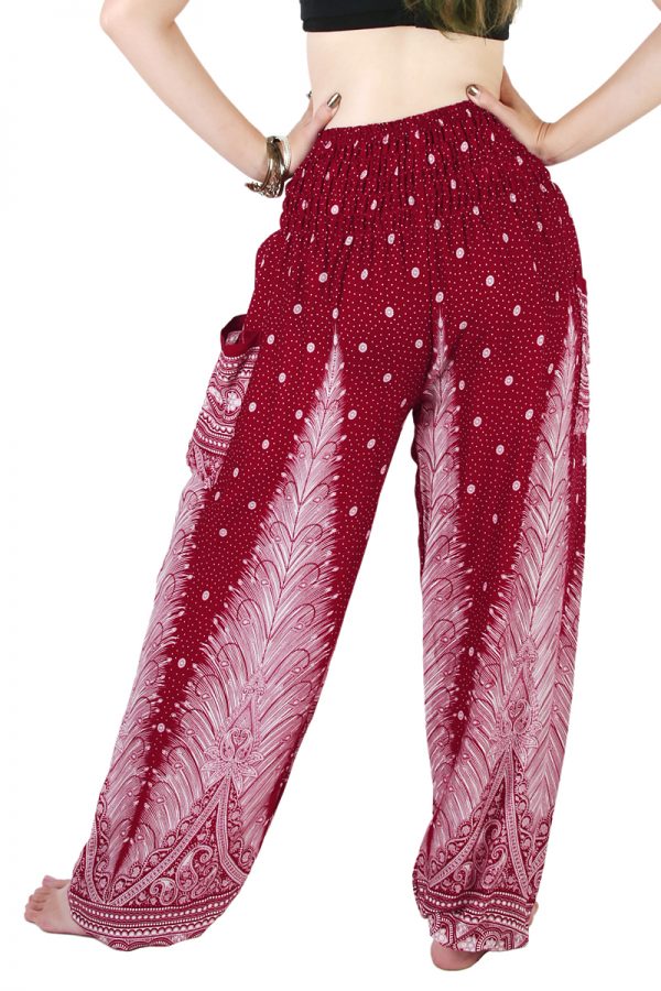 Harem Trousers - Aladdin Smock Pants Hippie Boho Jumpsuit Paisleys Red aj103r-8540