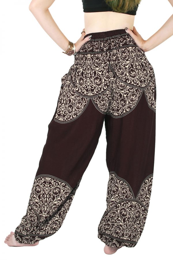 Harem Trousers - Aladdin Smock Pants Hippie Boho Jumpsuit Jinni Brown aj104b-8555