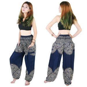 Harem Trousers - Aladdin Smock Pants Hippie Boho Jumpsuit Jinni Blue aj104s-8567