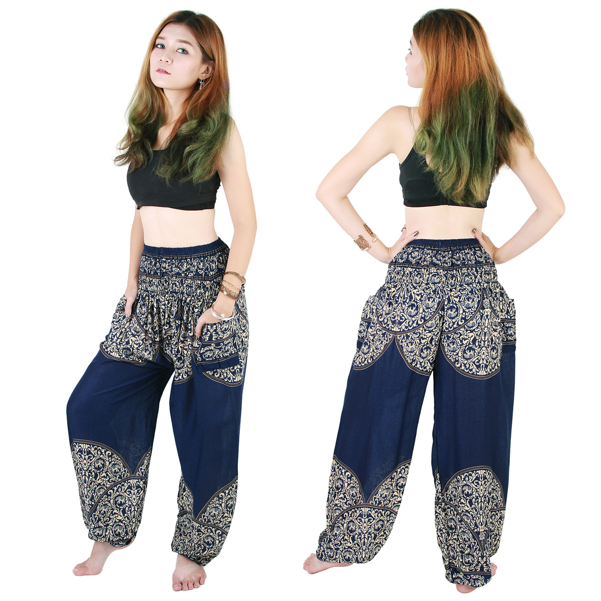 Harem Trousers - Aladdin Smock Pants Hippie Boho Jumpsuit Jinni Blue ...