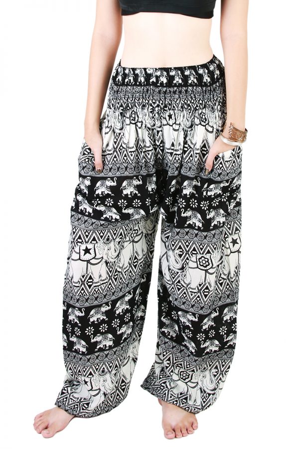 Harem Trousers - Aladdin Smock Pants Hippie Boho Jumpsuit Elephant Black aj110d-8626