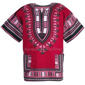 Cotton African Dashiki Mexican Poncho Hippie Tribal Boho Shirt Maroon Red ad19m-0