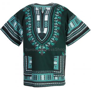 Cotton African Dashiki Mexican Poncho Hippie Tribal Boho Shirt Dark-Green ad19t-0