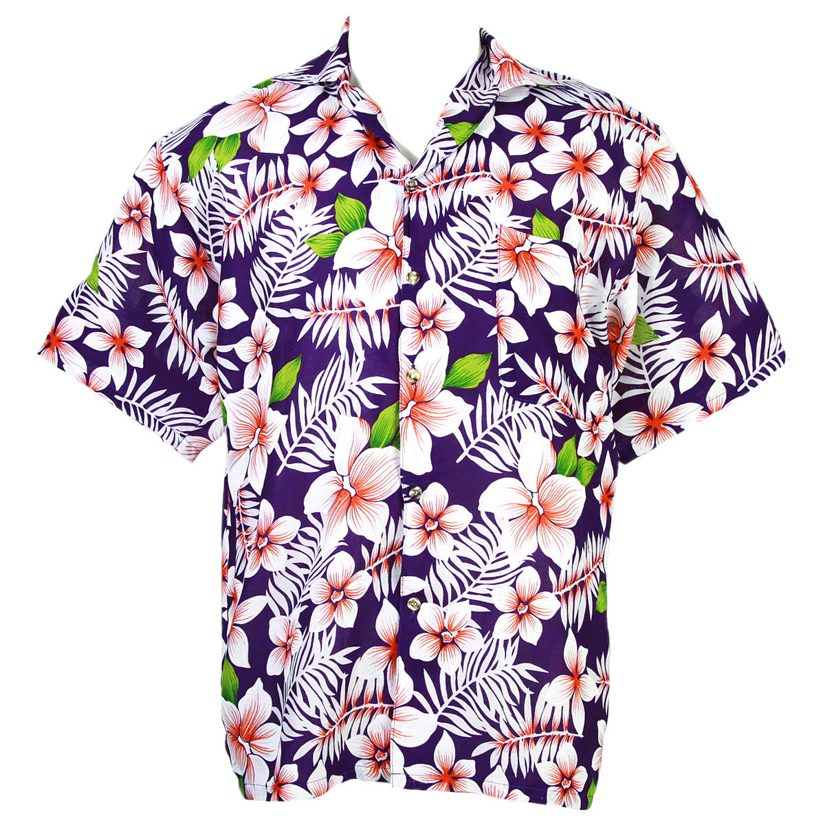 Hawaiian Shirt Alohg Elegance Flower Holiday Leisure Beach Purple XL ...
